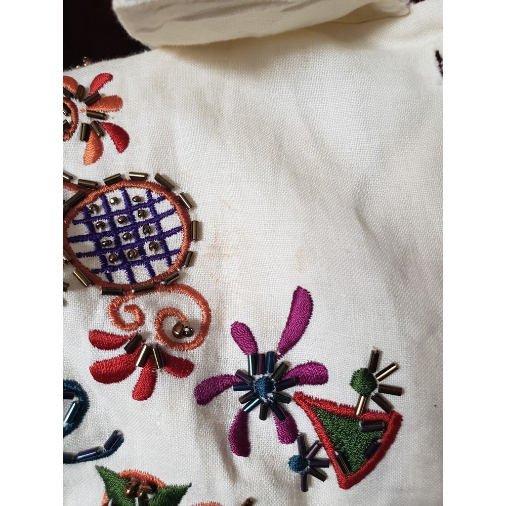 90s Deadstock‎ I.B. Diffusion Linen Beaded Blouse - Picture 8 of 9